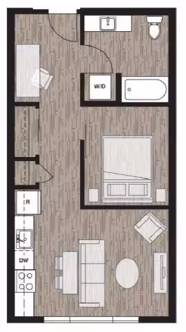 OC | Open One Bedroom 419 floor plan